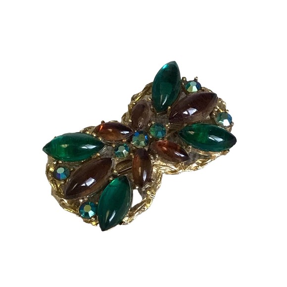 Vintage Gold Tone Rhinestone Brooch - Picture 1 of 4